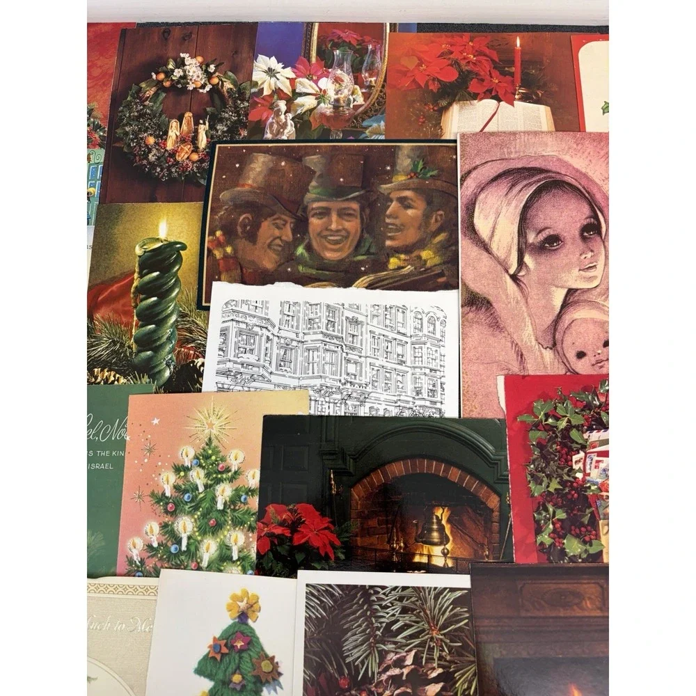 Vintage Christmas Cards Fronts ONLY Traditional Scrapbooking Decoupage Lot 50+